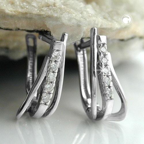 Creolen Ohrringe Zirkonias rhodiniert 925 Sterlingsilber