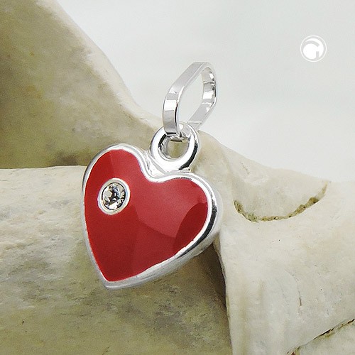 Anhänger rotes Herz mit Glasstein 925 Sterlingsilber