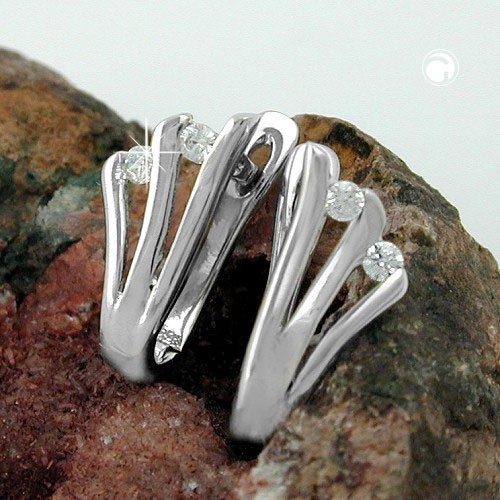 Creolen Ohrringe Zirkonia rhodiniert 925 Sterlingsilber