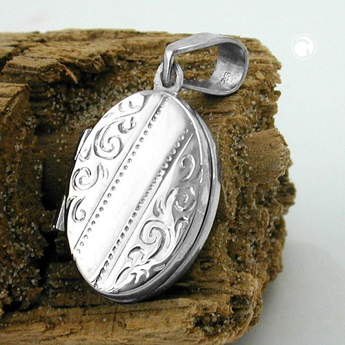 Anhänger Medaillon Muster rhodiniert 925 Sterlingsilber
