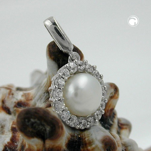 Anhänger Zirkonia mit Perle 925 Sterlingsilber