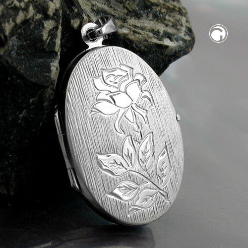 Anhänger Medaillon Rose rhodiniert 925 Sterlingsilber