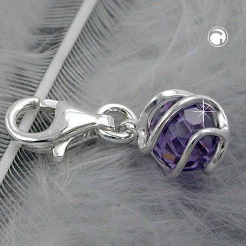 Anhänger Charm Zirkonia-lila 925 Sterlingsilber