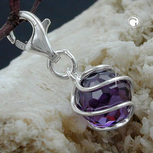 Anhänger Charm Zirkonia-lila 925 Sterlingsilber