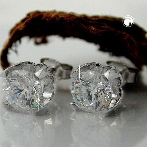 Ohrstecker 8mm Zirkonia weiß 925 Sterlingsilber