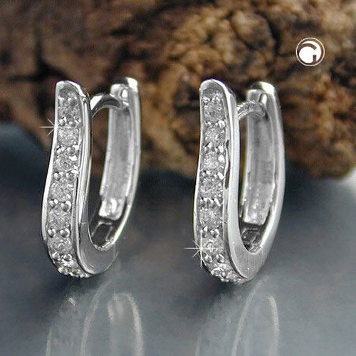 Creolen Ohrringe Zirkonias weiß 925 Sterlingsilber