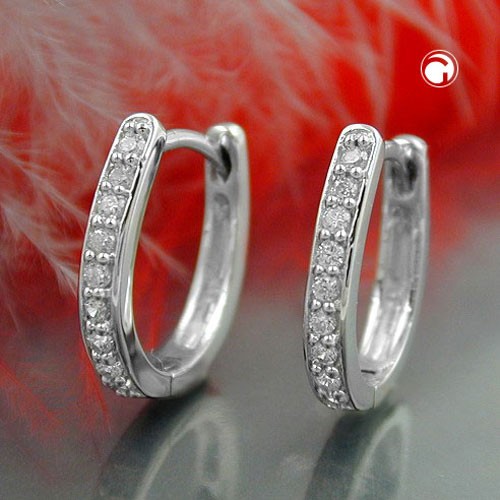Creolen Ohrringe oval Zirkonias weiß 925 Sterlingsilber