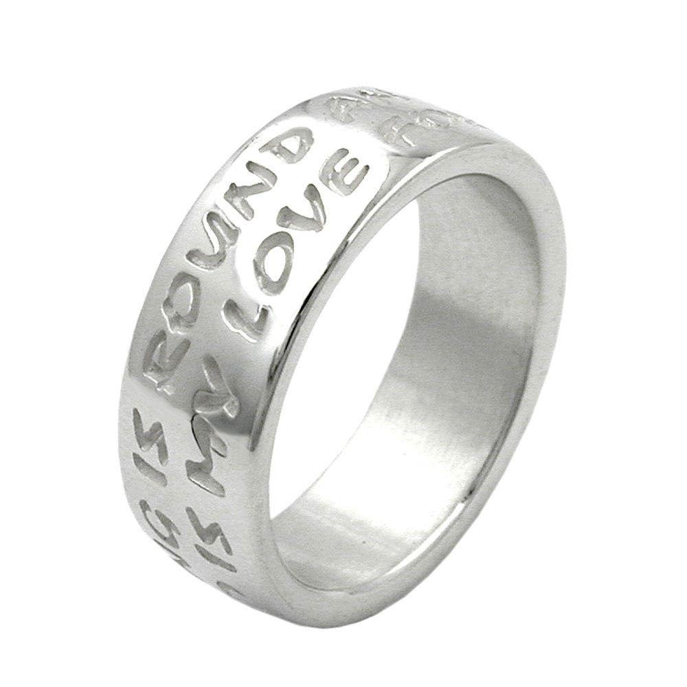 Ring mit Prägung LOVE HAS NO END 925 Silber Größe 62