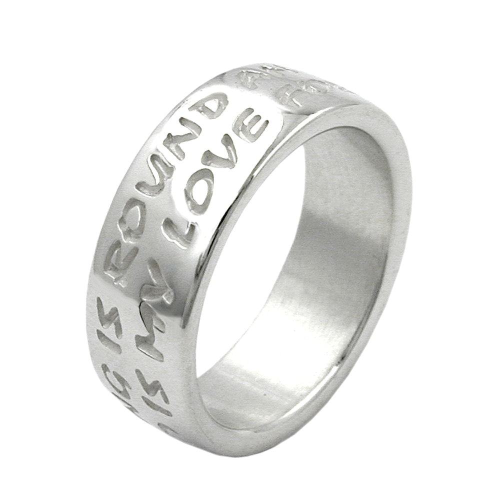 Ring mit Prägung LOVE HAS NO END 925 Silber Größe 56