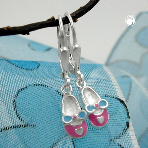 Ohrring Schuh rosa-hellblau 925 Sterlingsilber
