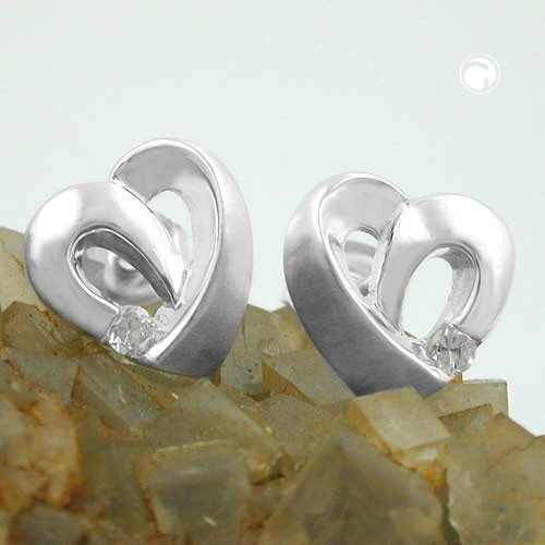Ohrstecker Herz mit Zirkonia 925 Sterlingsilber