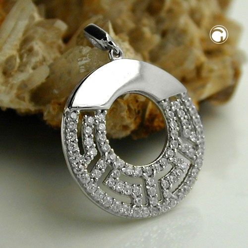 Anhänger rund mit Zirkonias 925 Sterlingsilber