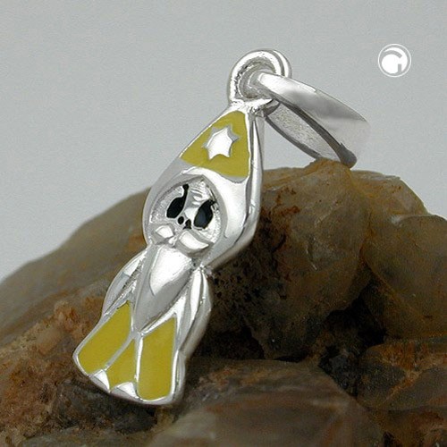 Anhänger Zauberer gelb-sw 925 Sterlingsilber