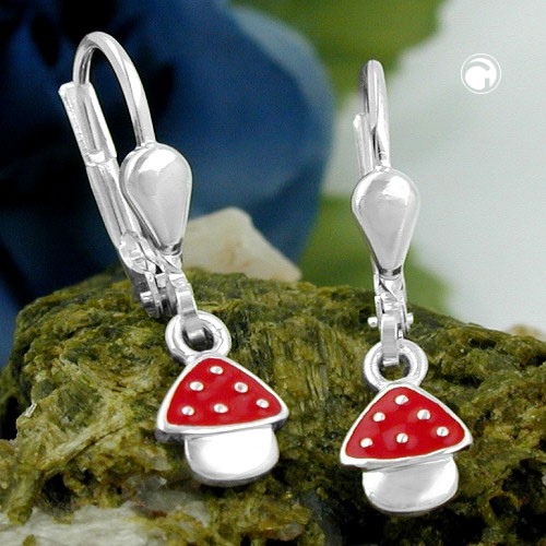 Ohrring Fliegenpilz rot 925 Sterlingsilber