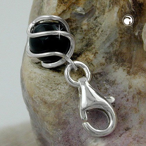 Anhänger Charm Onyx 6mm 925 Sterlingsilber