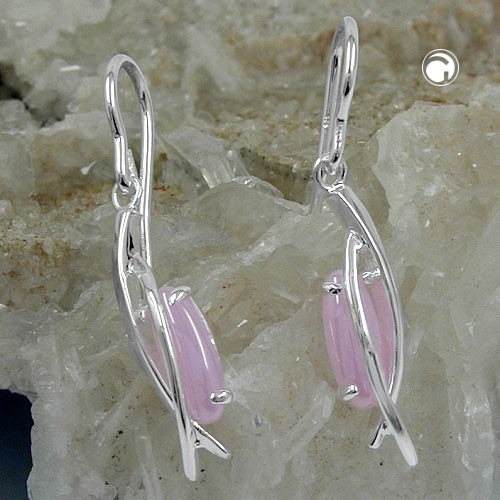 Ohrhaken Zirkonia milky-pink 925 Sterlingsilber