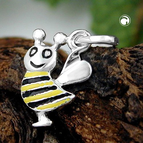 Anhänger Biene schwarz-gelb 925 Sterlingsilber