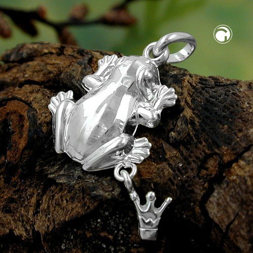 Anhänger Frosch mit Krone 925 Sterlingsilber