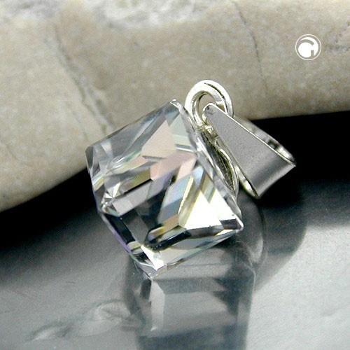 Anhänger Würfel kristall-AB 925 Sterlingsilber