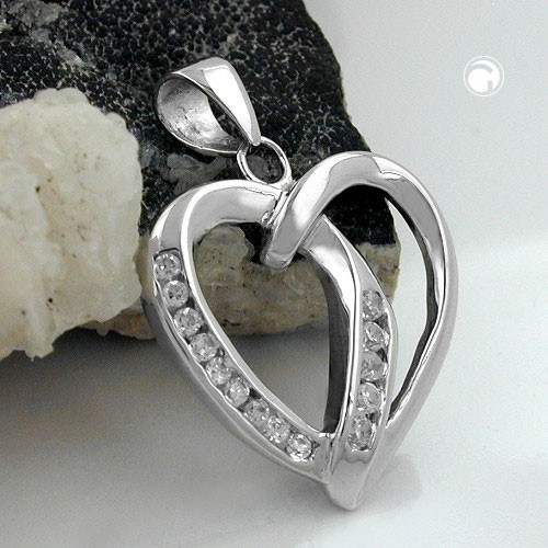 Anhänger Herz 14 Zirkonias 925 Sterlingsilber
