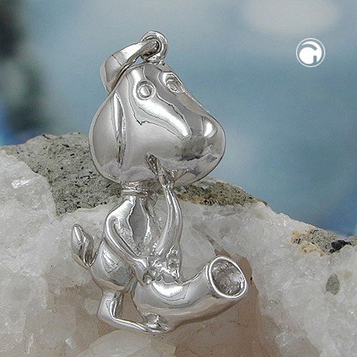Anhänger Hund mit Trompete 925 Sterlingsilber