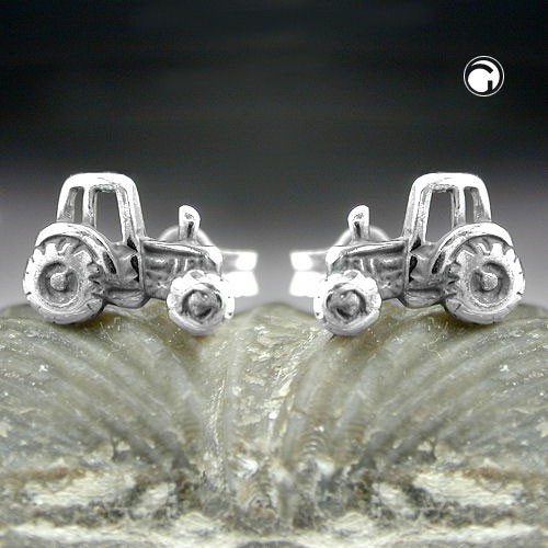 Ohrstecker Traktor geschwärzt 925 Sterlingsilber