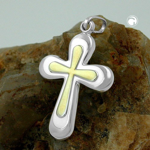 Anhänger Kreuz bicolor 925 Sterlingsilber