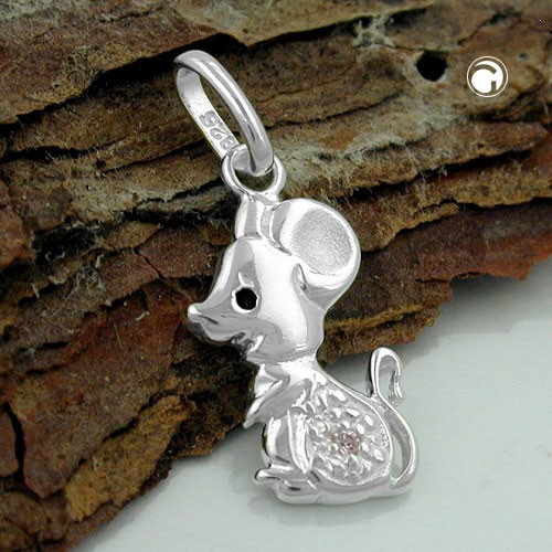 Anhänger Maus mit Zirkonia 925 Sterlingsilber
