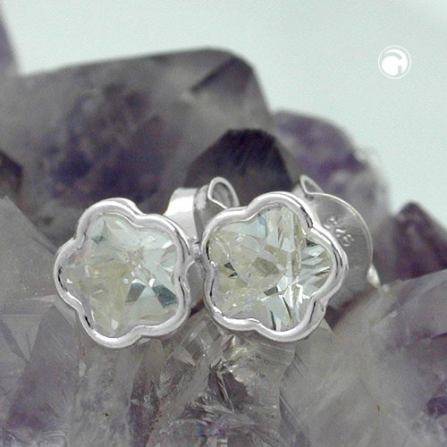 Ohrstecker 6mm Blume Zirkonia 925 Sterlingsilber