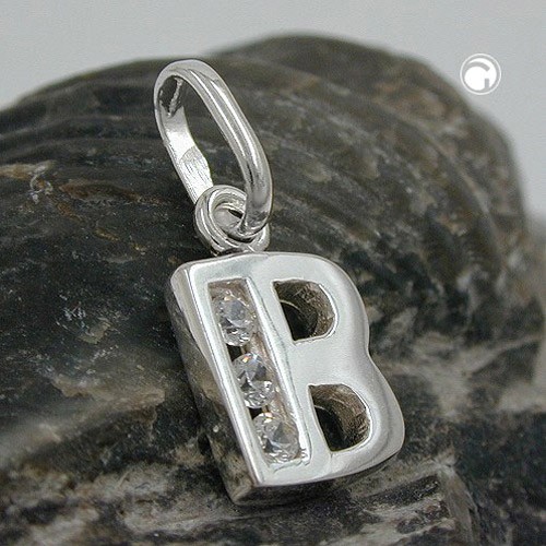 Anhänger Buchstabe B mit Zirkonia 925 Sterlingsilber
