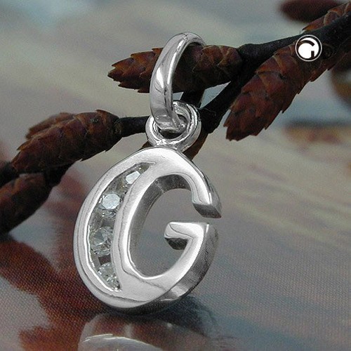 Anhänger Buchstabe G mit Zirkonia 925 Sterlingsilber