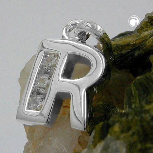 Anhänger Buchstabe R mit Zirkonia 925 Sterlingsilber