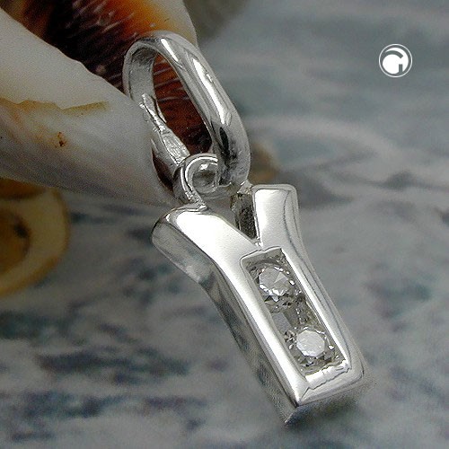 Anhänger Buchstabe Y mit Zirkonia 925 Sterlingsilber