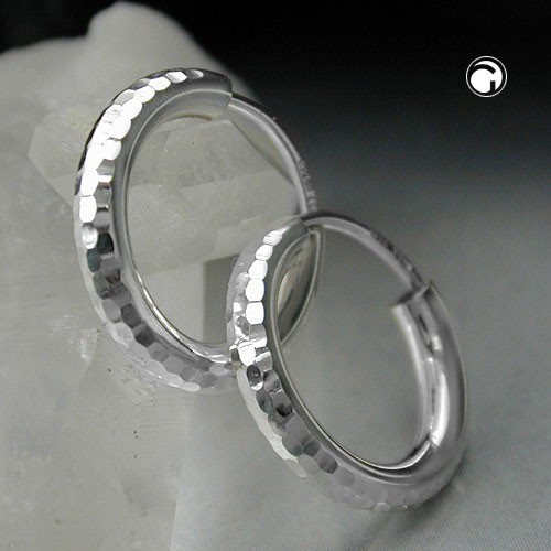 Creolen Ohrringe 15mm diamantiert 925 Sterlingsilber