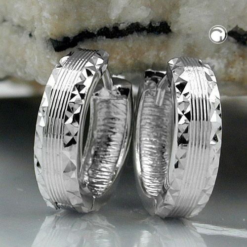Creolen Ohrringe matt/diamantiert 925 Sterlingsilber