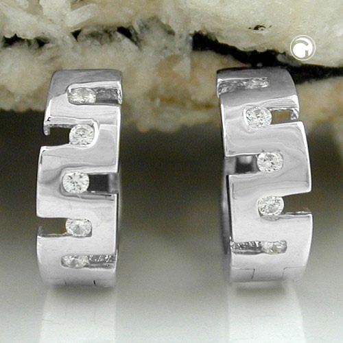 Creolen Ohrringe Zirkonia rhodiniert 925 Sterlingsilber