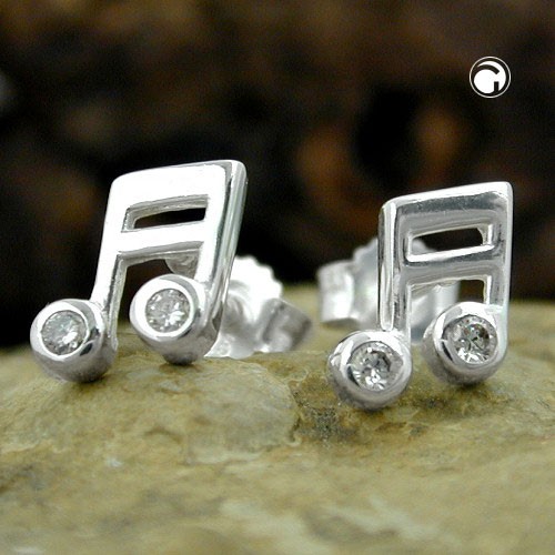 Ohrstecker Musiknote Zirkonia 925 Sterlingsilber