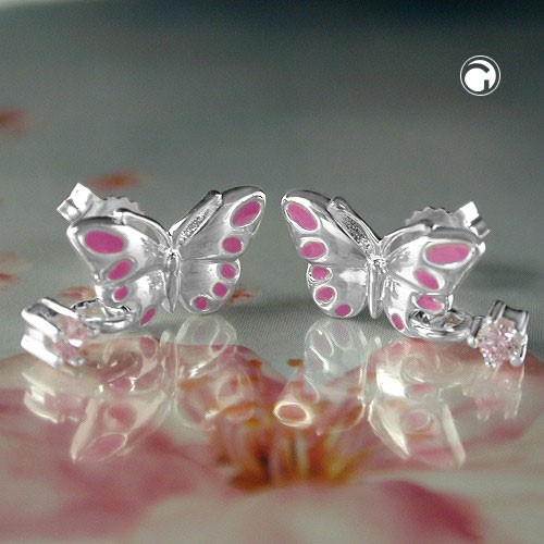 Ohrstecker Schmetterling pink 925 Sterlingsilber