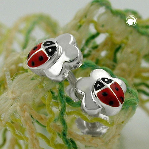 Ohrstecker Marienkäfer-Blume 925 Sterlingsilber