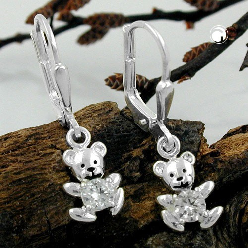 Ohrring kleiner Bär Zirkonia 925 Sterlingsilber