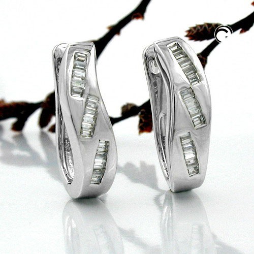 Creolen Ohrringe Zirkonia rhodiniert 925 Sterlingsilber