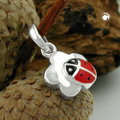 Anhänger Marienkäfer-Blume 925 Sterlingsilber