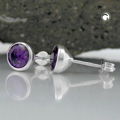 Ohrstecker Zirkonia amethyst 925 Sterlingsilber