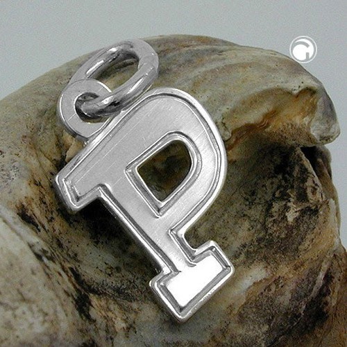 Anhänger Buchstabe P glänzend mit Rand 925 Sterlingsilber