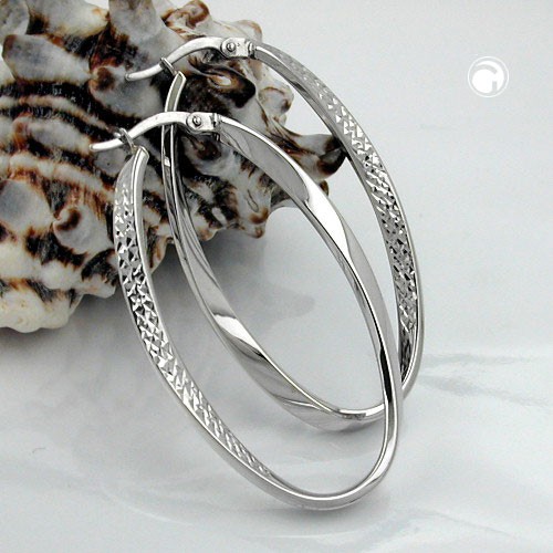 Creolen Ohrringe oval geschwungen 925 Sterlingsilber
