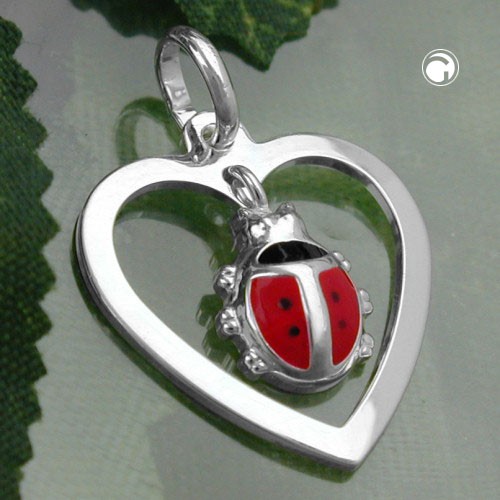 Anhänger Herz Marienkäfer 925 Sterlingsilber