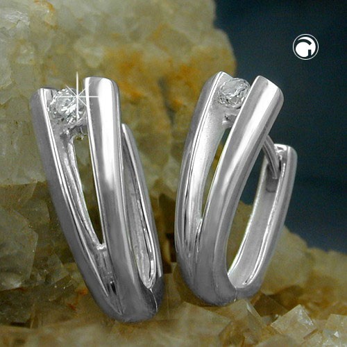 Creolen Ohrringe mit Zirkonia 925 Sterlingsilber