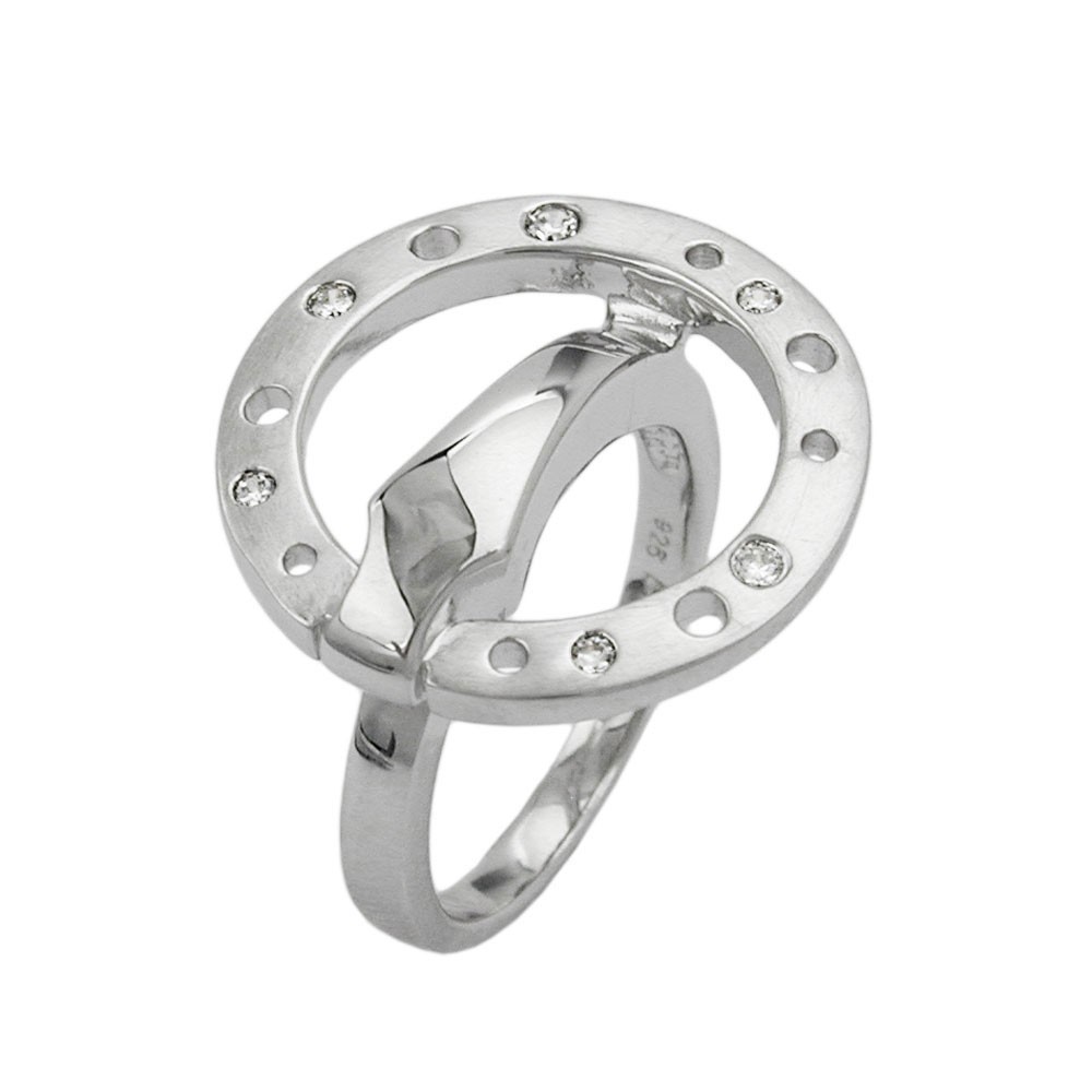 Ring Zirkonias mattiert rhodiniert 925 Silber Größe 60