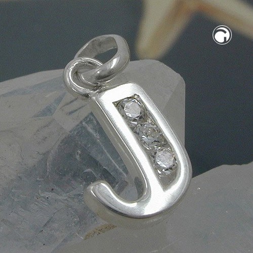 Anhänger Buchstabe J mit Zirkonia 925 Sterlingsilber