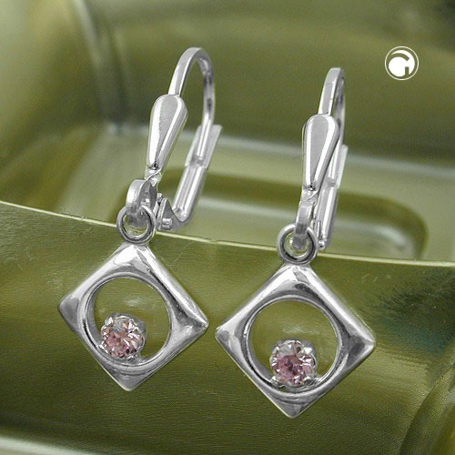 Ohrring Viereck Zirkonia pink 925 Sterlingsilber